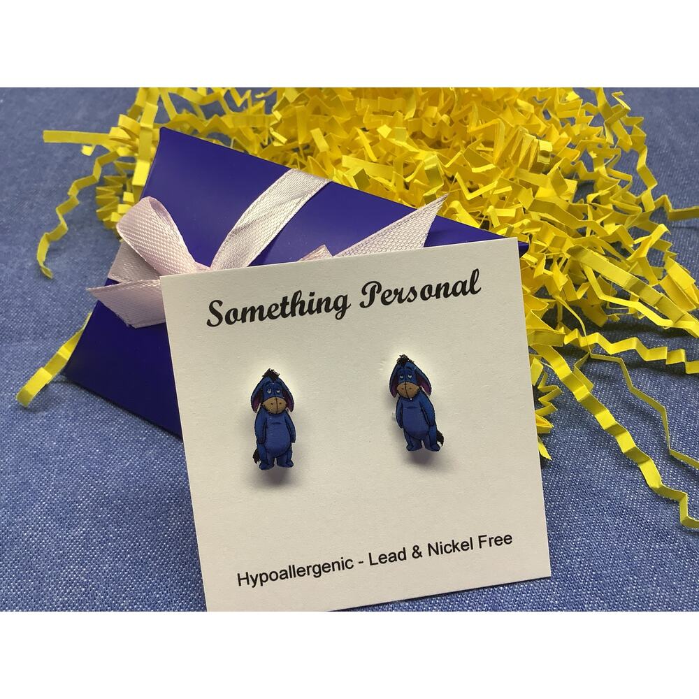Eeyore - Winnie the Pooh Inspired Stud Earrings - Gift Boxed - Chibi Cute